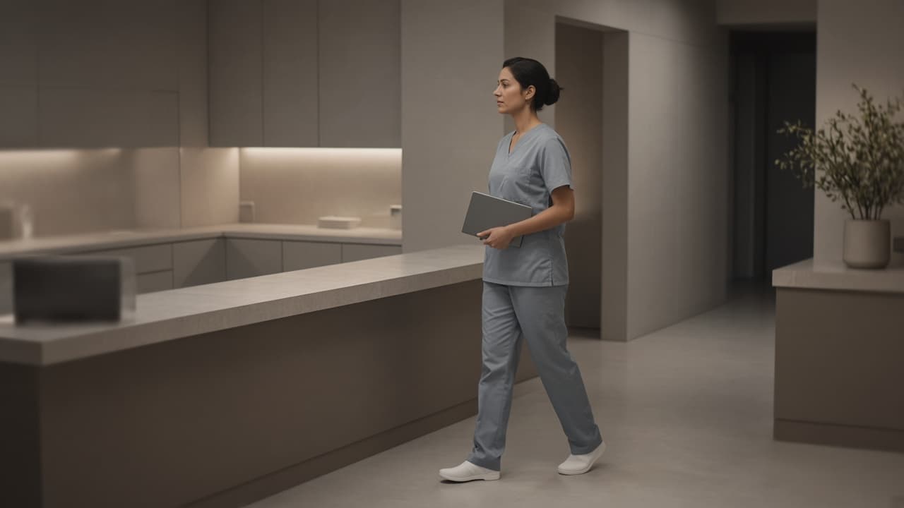 A calm and well-organized clinical workstation